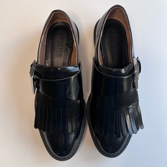 Zara Black Loafers with Silver Buckle - Picture 2 of 6